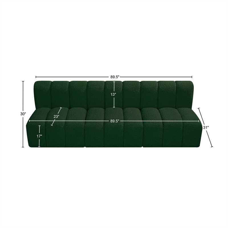 Meridian Furniture Arc Green Boucle Fabric Modular Sectional