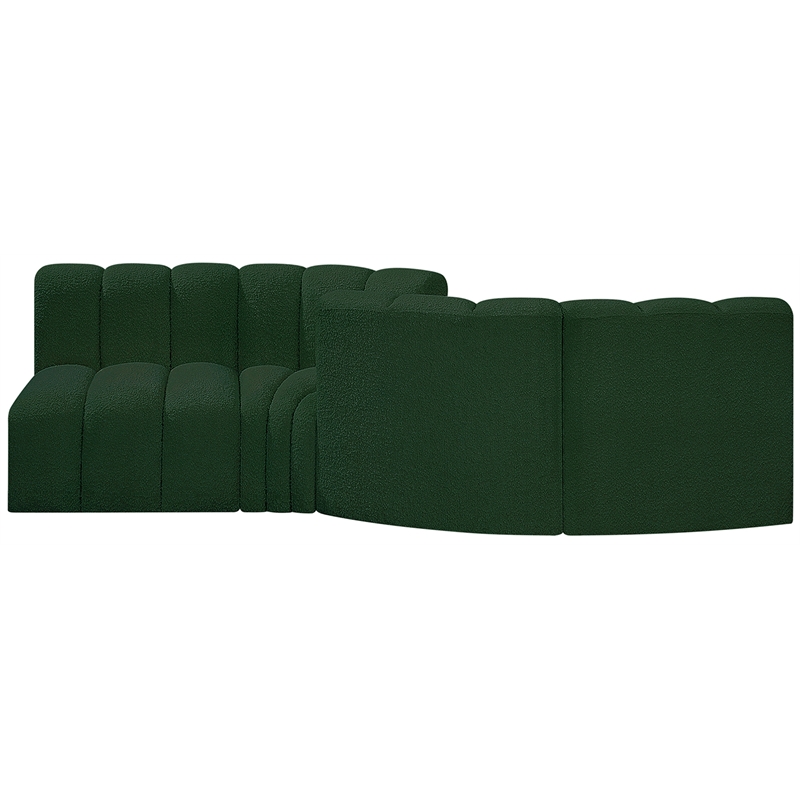 meridian furniture arc green boucle fabric modular sectional