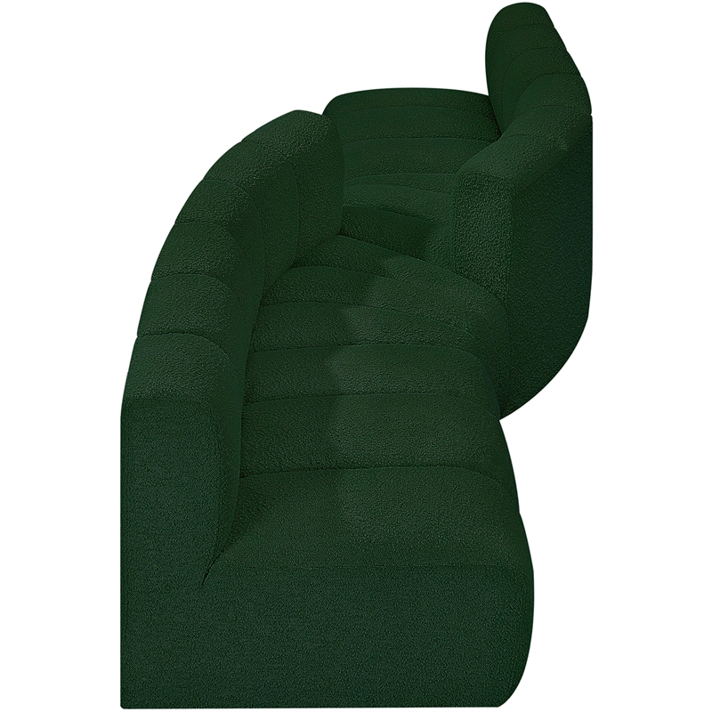 meridian furniture arc green boucle fabric modular sectional