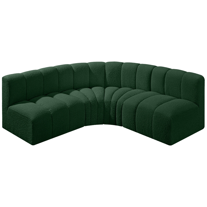 Meridian Furniture Arc Green Boucle Fabric Modular Sectional