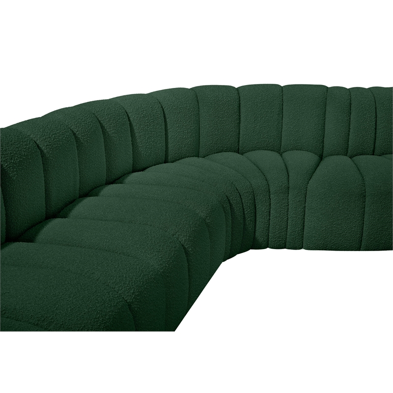 Meridian Furniture Arc Green Boucle Fabric Modular Sectional