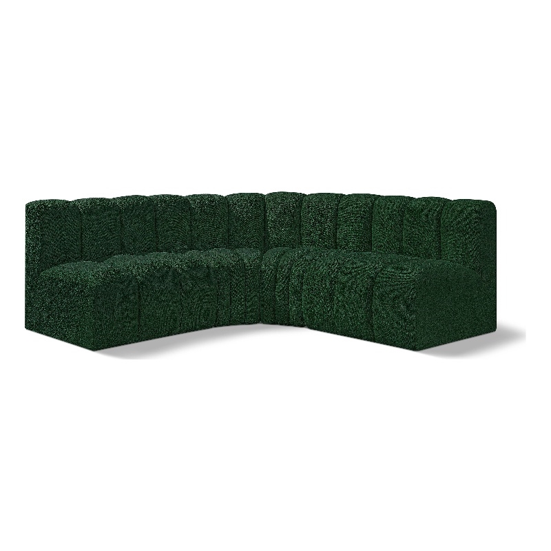 Meridian Furniture Arc Green Boucle Fabric Modular Sectional