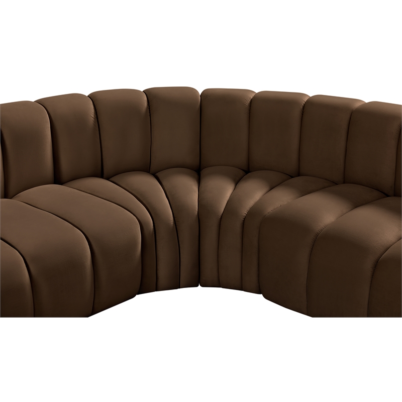 Meridian Furniture Arc Brown Velvet Modular Sectional