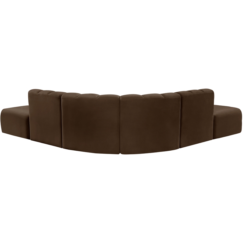 Meridian Furniture Arc Brown Velvet Modular Sectional