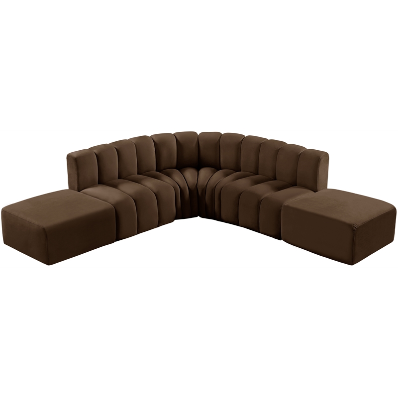 Meridian Furniture Arc Brown Velvet Modular Sectional