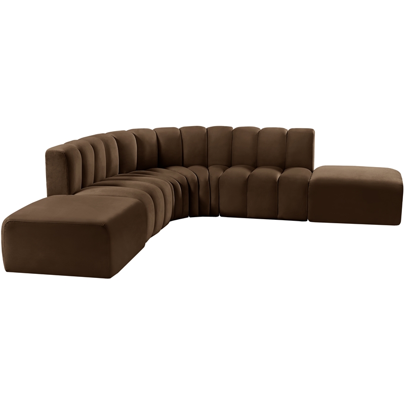 Meridian Furniture Arc Brown Velvet Modular Sectional
