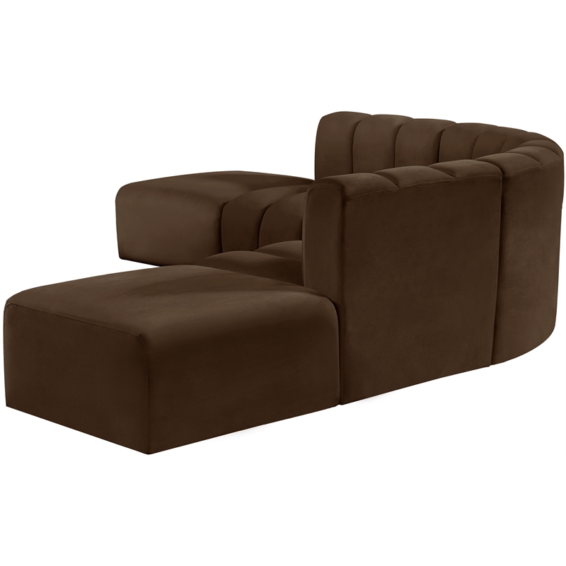 Meridian Furniture Arc Brown Velvet Modular Sectional