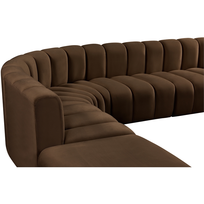 Meridian Furniture Arc Brown Velvet Modular Sectional