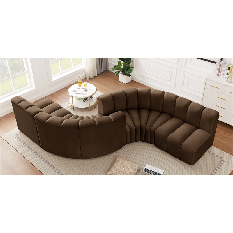 Meridian Furniture Arc Brown Velvet Modular Sectional