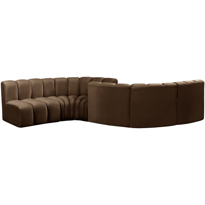 Meridian Furniture Arc Brown Velvet Modular Sectional