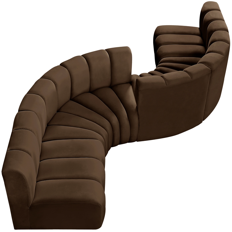 Meridian Furniture Arc Brown Velvet Modular Sectional