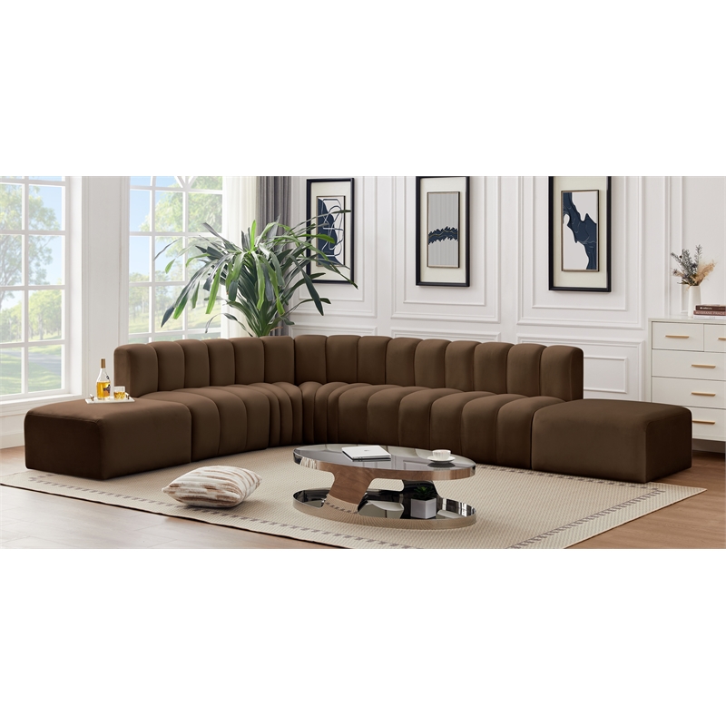 Meridian Furniture Arc Brown Velvet Modular Sectional