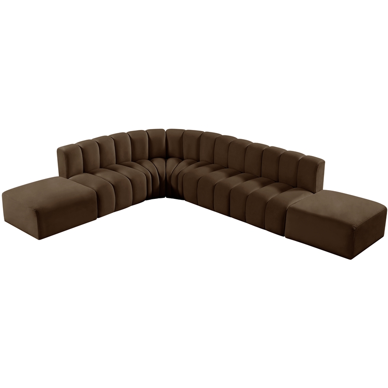 Meridian Furniture Arc Brown Velvet Modular Sectional
