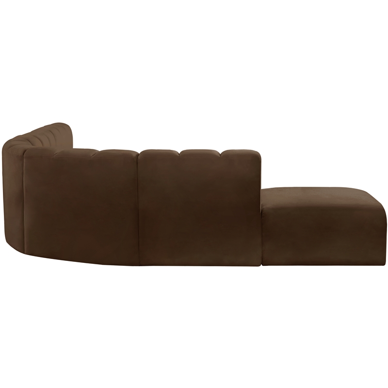 Meridian Furniture Arc Brown Velvet Modular Sectional