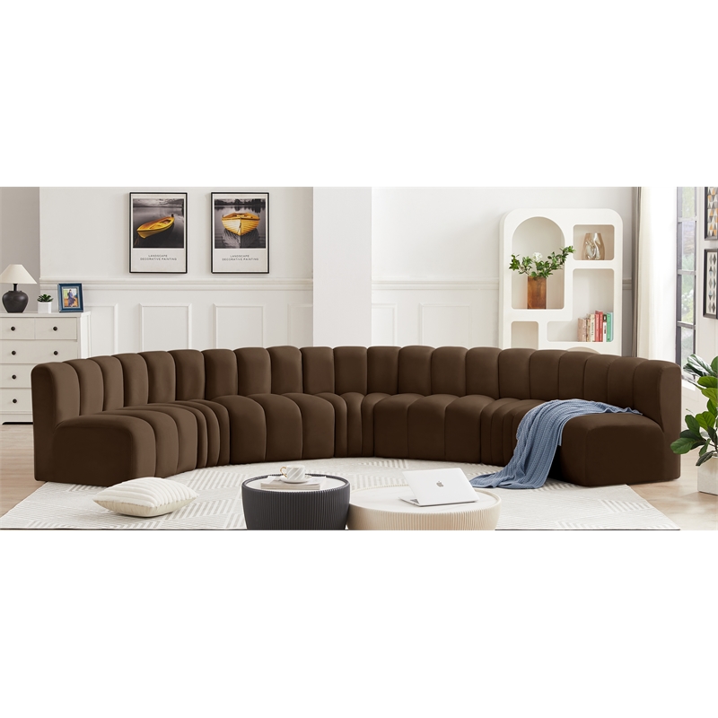 Meridian Furniture Arc Brown Velvet Modular Sectional