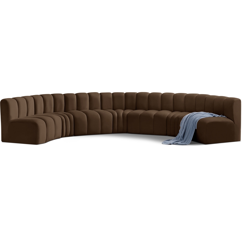 Meridian Furniture Arc Brown Velvet Modular Sectional
