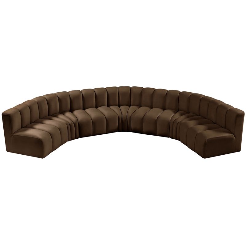 Meridian Furniture Arc Brown Velvet Modular Sectional
