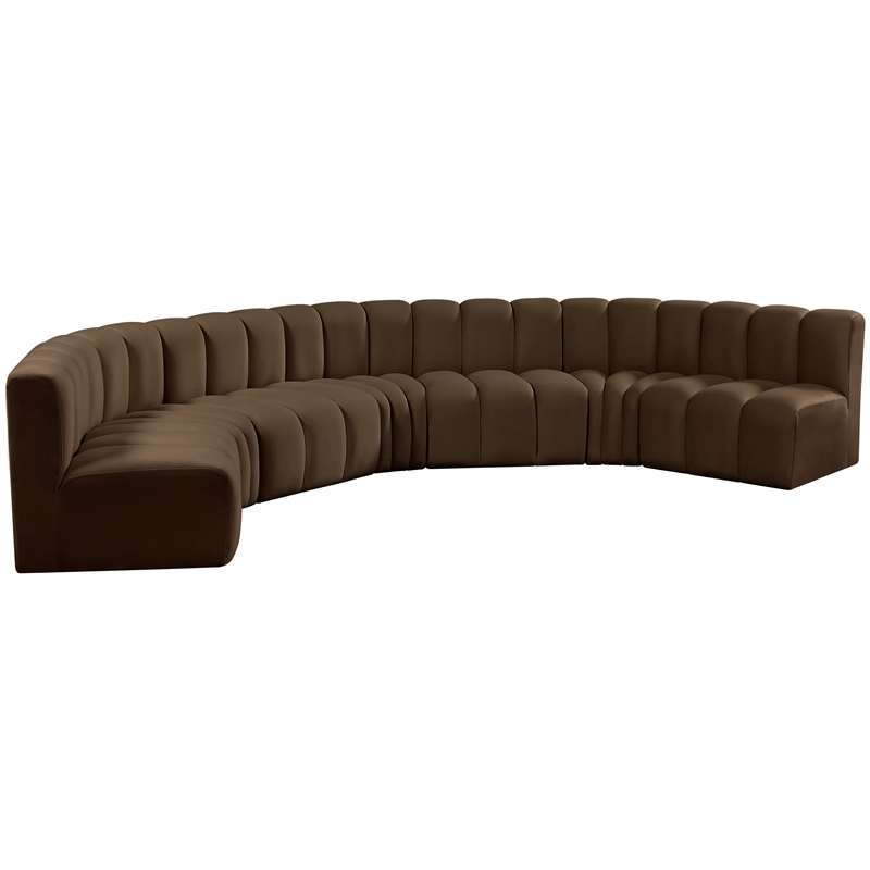 Meridian Furniture Arc Brown Velvet Modular Sectional