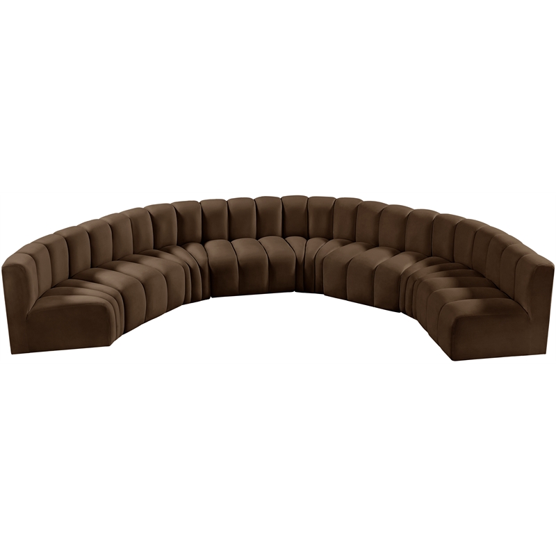 Meridian Furniture Arc Brown Velvet Modular Sectional