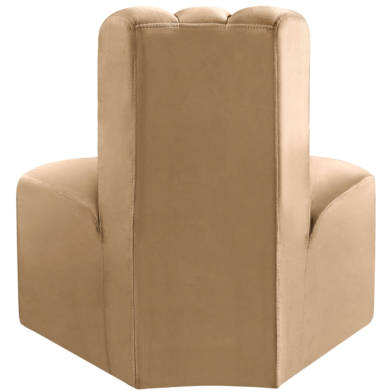 Meridian Furniture Arc Camel Velvet Reverse Corner