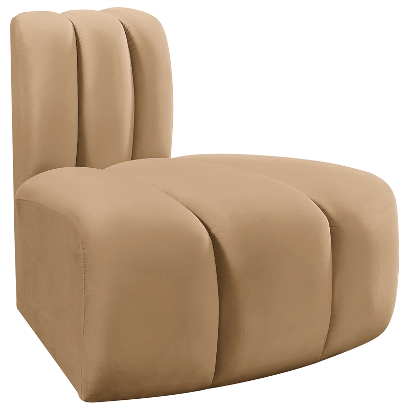 Meridian Furniture Arc Camel Velvet Reverse Corner