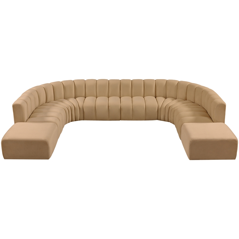 Meridian Furniture Arc Camel Velvet Modular Sectional