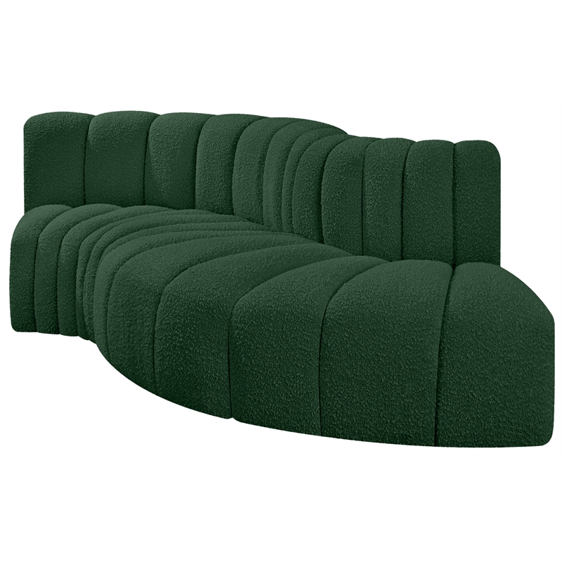 Meridian Furniture Arc Green Boucle Fabric Modular Sectional