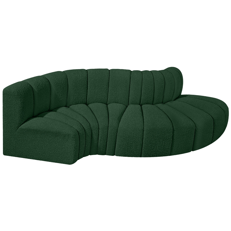 Meridian Furniture Arc Green Boucle Fabric Modular Sectional