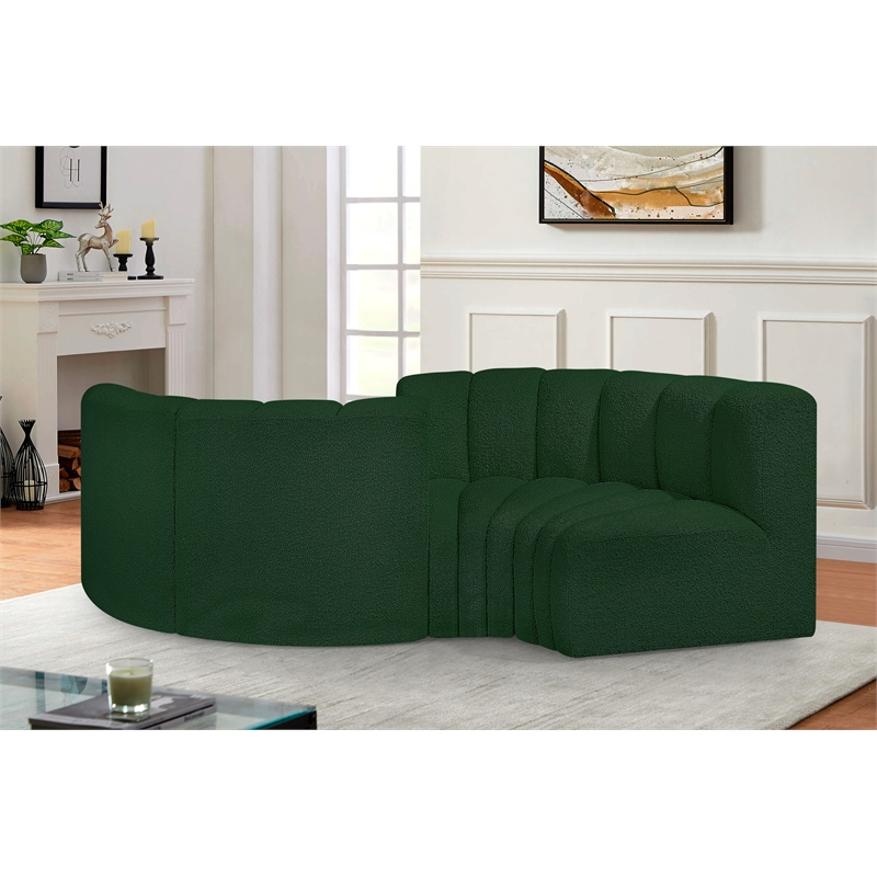 Meridian Furniture Arc Green Boucle Fabric Modular Sectional