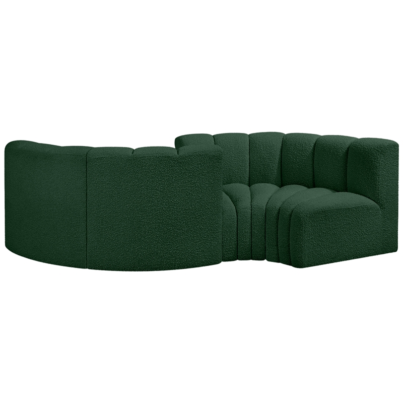Meridian Furniture Arc Green Boucle Fabric Modular Sectional