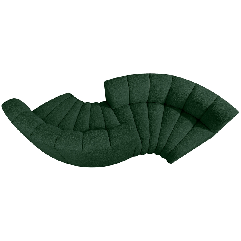 Meridian Furniture Arc Green Boucle Fabric Modular Sectional