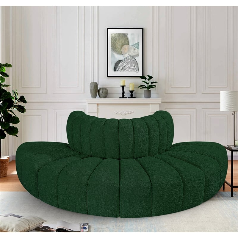 Meridian Furniture Arc Green Boucle Fabric Modular Sectional