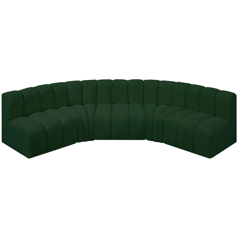 meridian furniture arc green boucle fabric modular sectional
