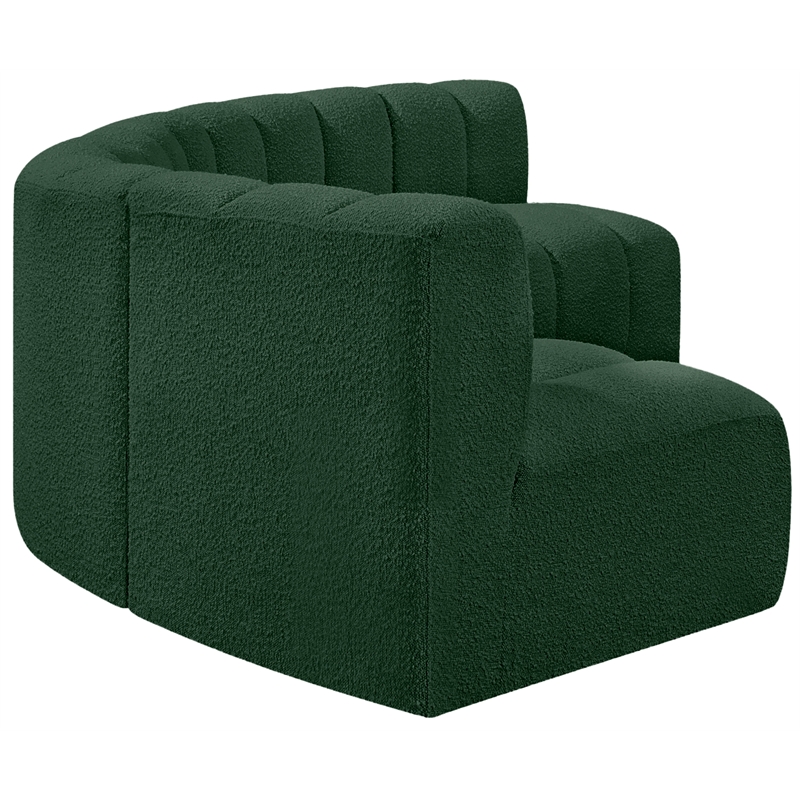 meridian furniture arc green boucle fabric modular sectional