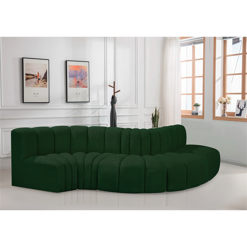 Meridian Furniture Arc Green Boucle Fabric Modular Sectional