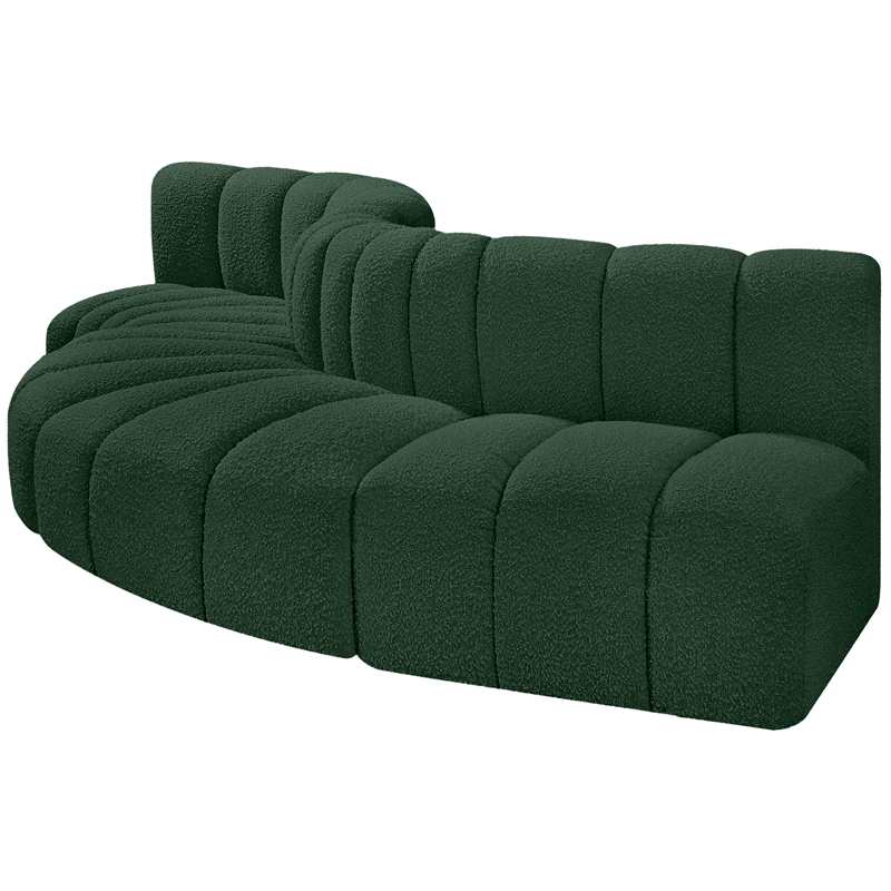 Meridian Furniture Arc Green Boucle Fabric Modular Sectional