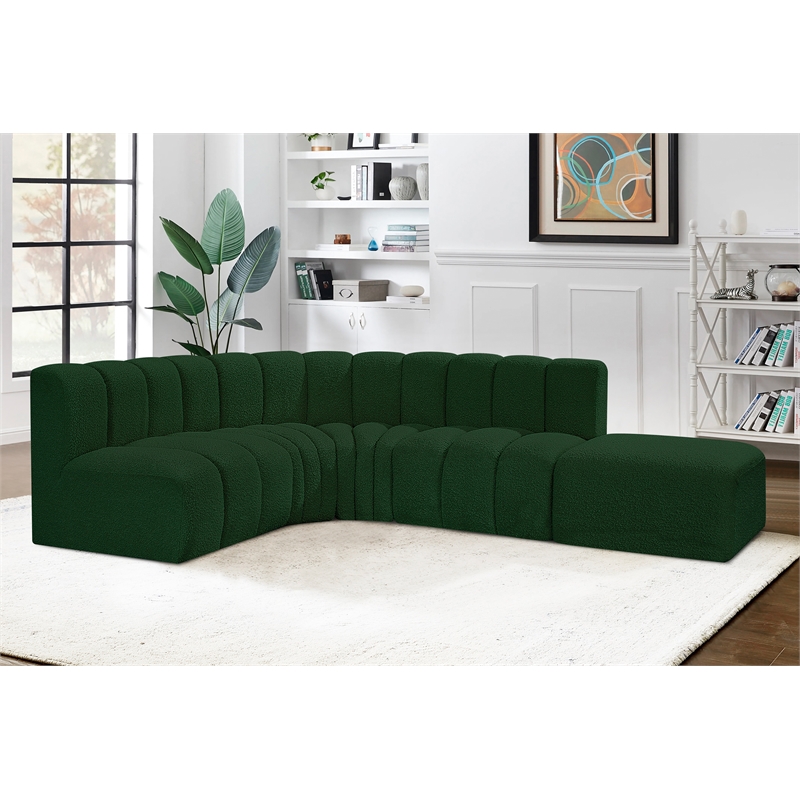 Meridian Furniture Arc Green Boucle Fabric Modular Sectional