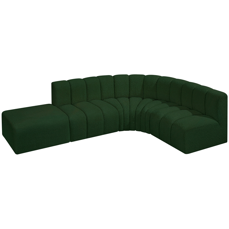 Meridian Furniture Arc Green Boucle Fabric Modular Sectional