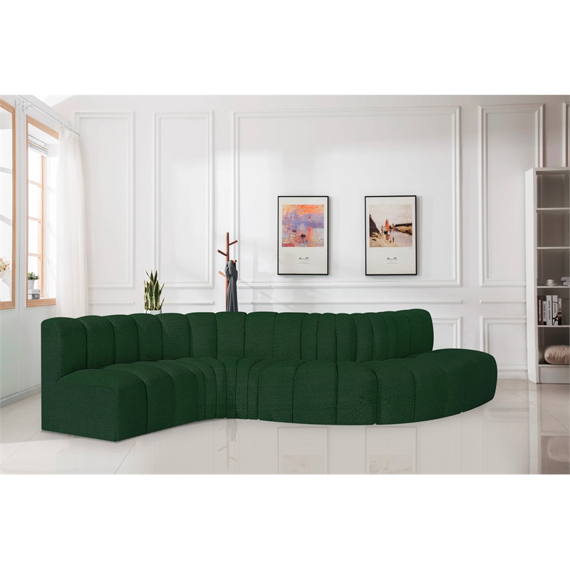 Meridian Furniture Arc Green Boucle Fabric Modular Sectional