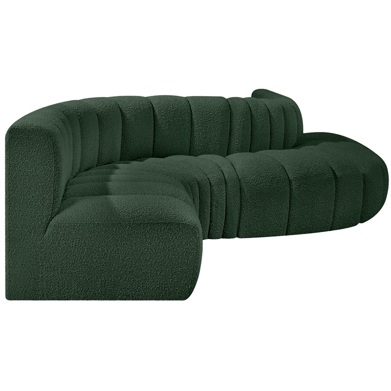 Meridian Furniture Arc Green Boucle Fabric Modular Sectional