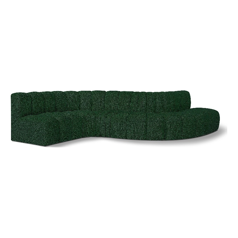 Meridian Furniture Arc Green Boucle Fabric Modular Sectional