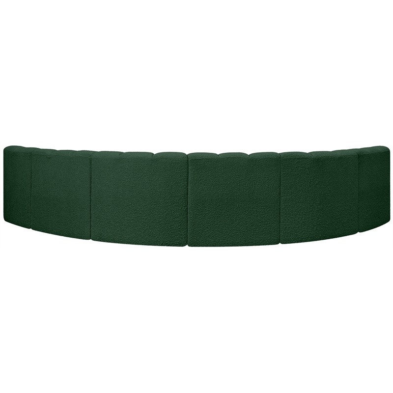 meridian furniture arc green boucle fabric modular sectional