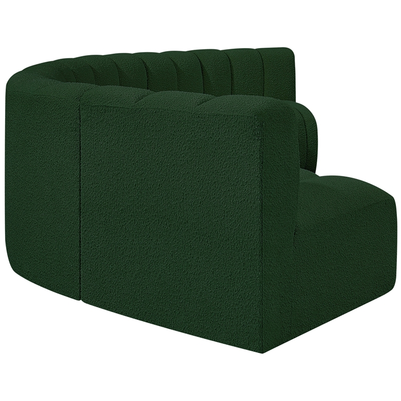 meridian furniture arc green boucle fabric modular sectional