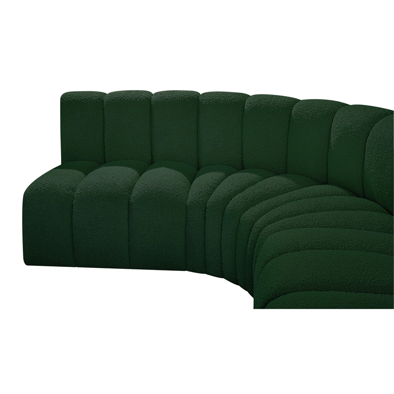 meridian furniture arc green boucle fabric modular sectional