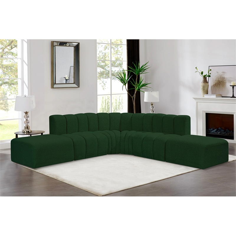 Meridian Furniture Arc Green Boucle Fabric Modular Sectional