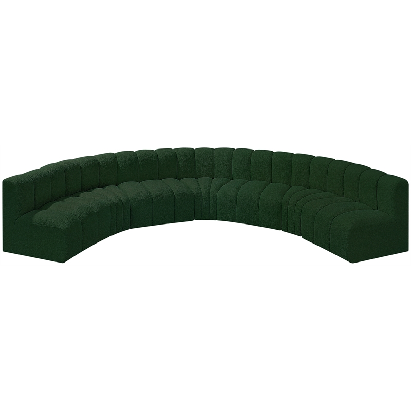 Meridian Furniture Arc Green Boucle Fabric Modular Sectional