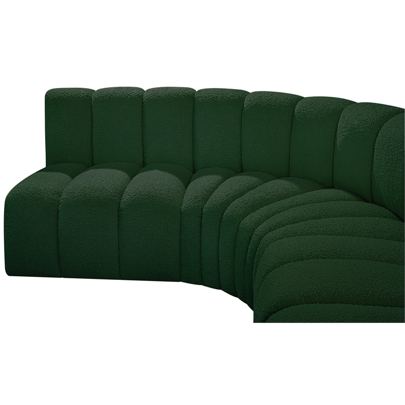Meridian Furniture Arc Green Boucle Fabric Modular Sectional
