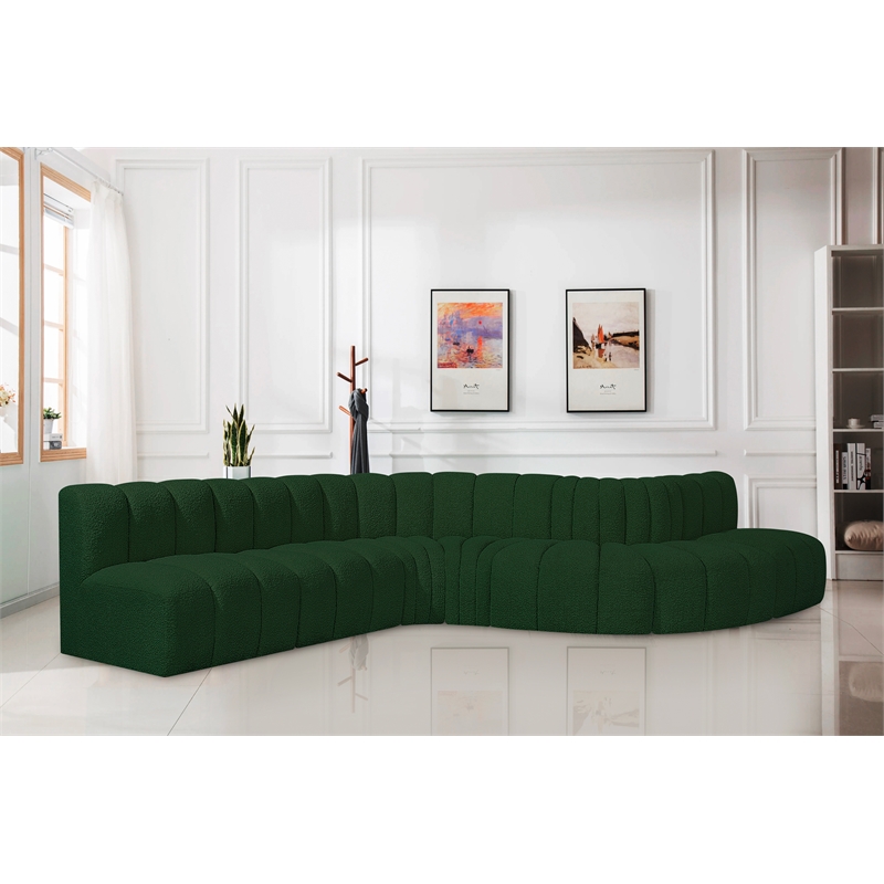 Meridian Furniture Arc Green Boucle Fabric Modular Sectional