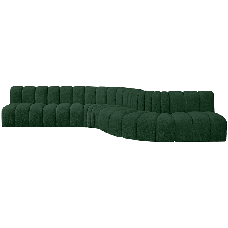 Meridian Furniture Arc Green Boucle Fabric Modular Sectional