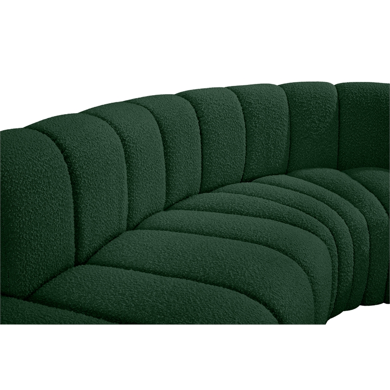 Meridian Furniture Arc Green Boucle Fabric Modular Sectional